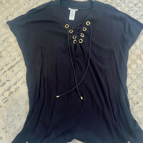 Black Tunic Swimsuit Cover-Up ~ LA BLANCA Resort Wear - Picture 3 of 8